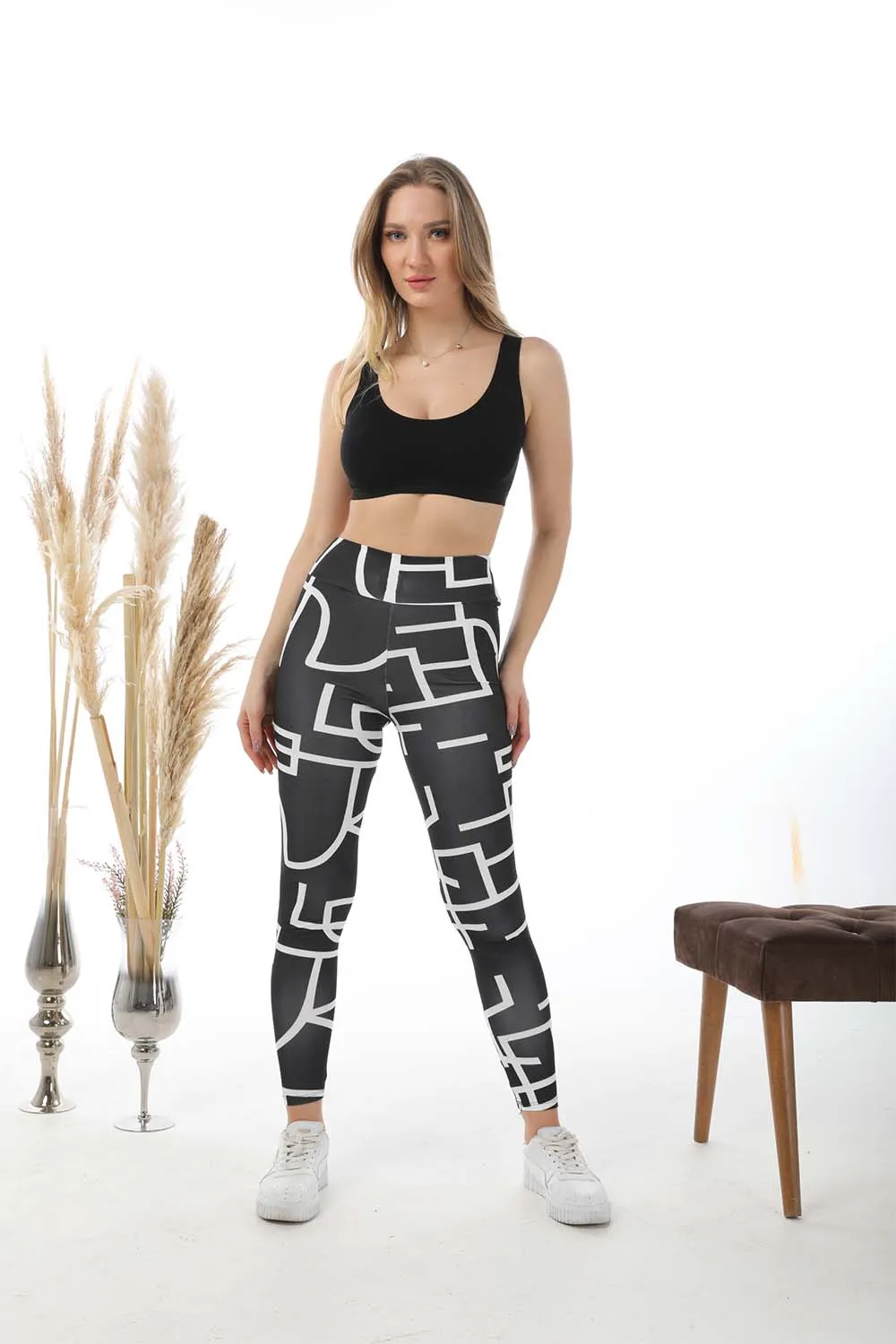 ASİMETRİK DESENLİ DİJİTAL BASKILI TAYT