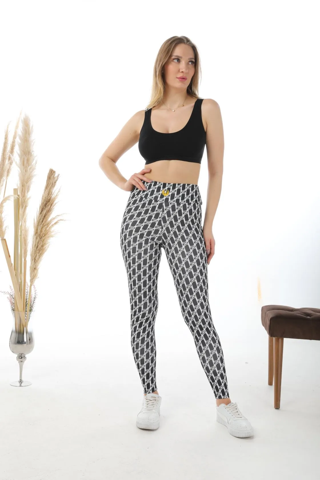 GEOMETRİK DESENLİ DİJİTAL BASKILI TAYT